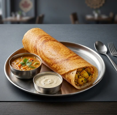 Masala Dosa with sambar and chutney in Edmonton, AB