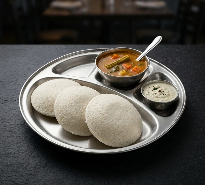 Idly with sambar and chutney in Edmonton, AB
