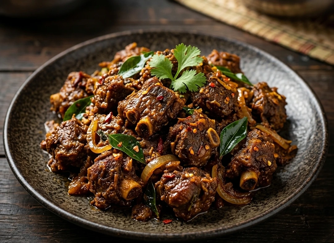 Goat Boti Fry, Chettinad-style goat tripe fry at Anna's Global Plate in Edmonton, AB